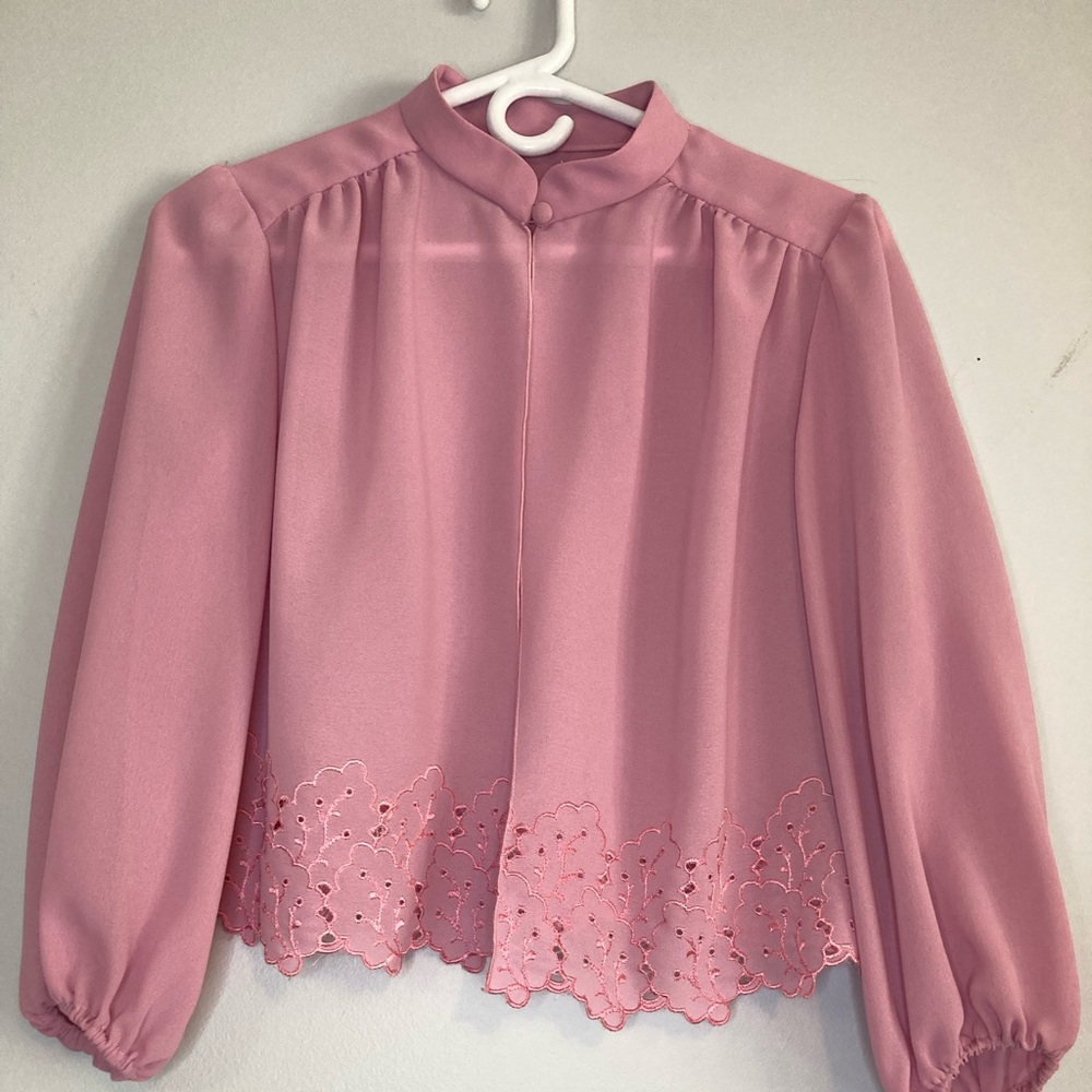 Long sleeve cape with scalloped embroidered hem